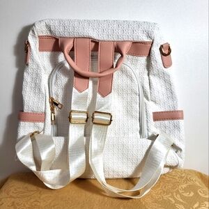 New In Bag white with pink trim backpack  #2554